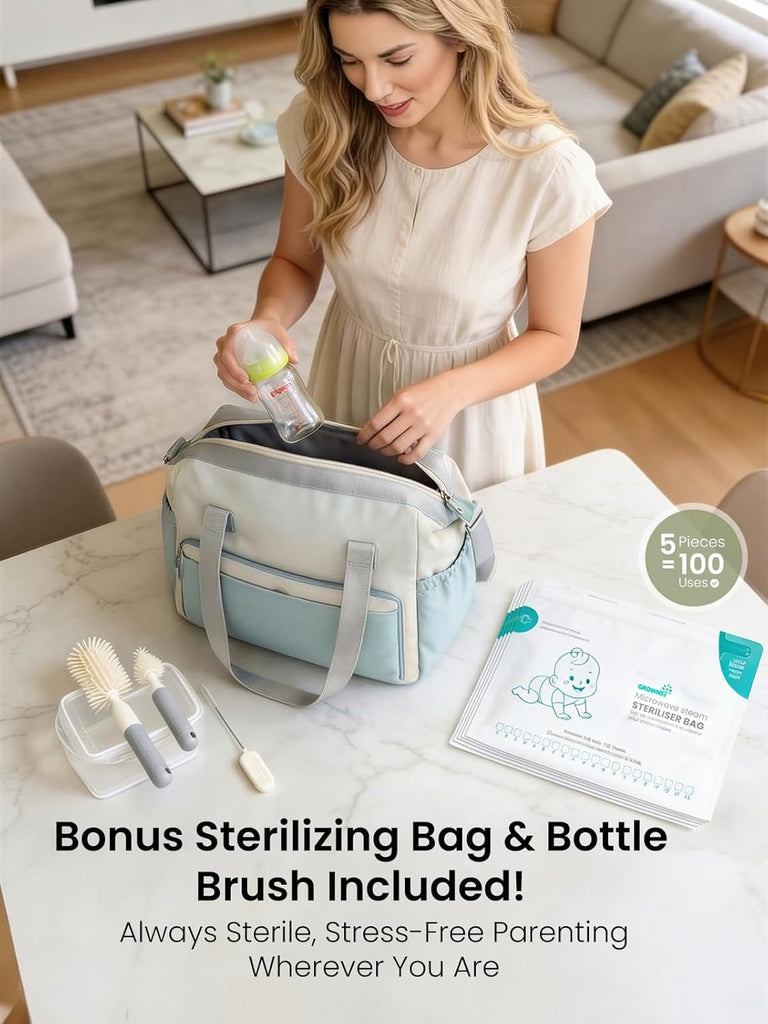 Baby Bottle Sterilizer and Dryer, Space-Saving, with Travel Set