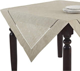 Toscana Contemporary Hemstitched Linen Blend 60 x 60 Inch Table Cloth for Dinner Table, Parties, Wed
