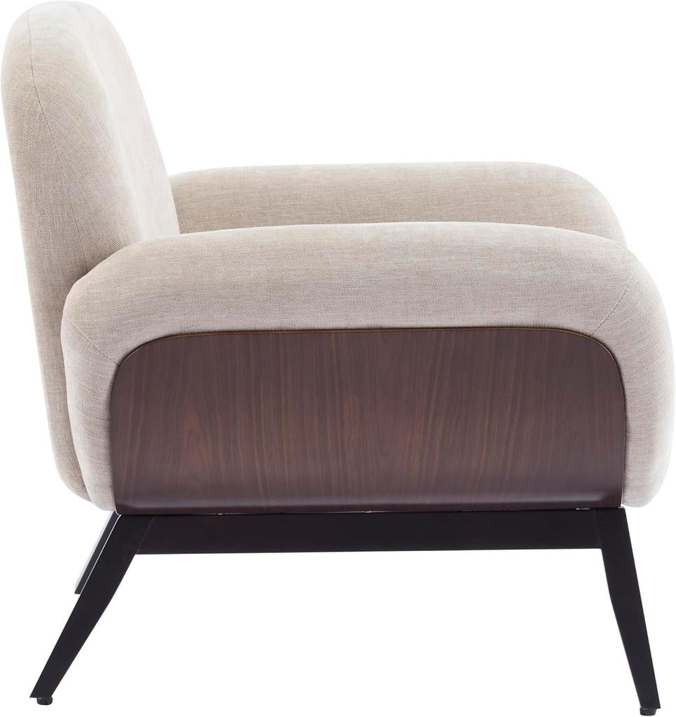 Audrey Modern Fabric Upholstered Accent Chair, Living Room Low Profile Fabric Armchair, Wooden Comfy Reading Chair