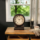 HOME Mantel Clock, Retro Desk Clock Silent-Non-Ticking Battery Operated Wooden Mantel Clock for Living Room