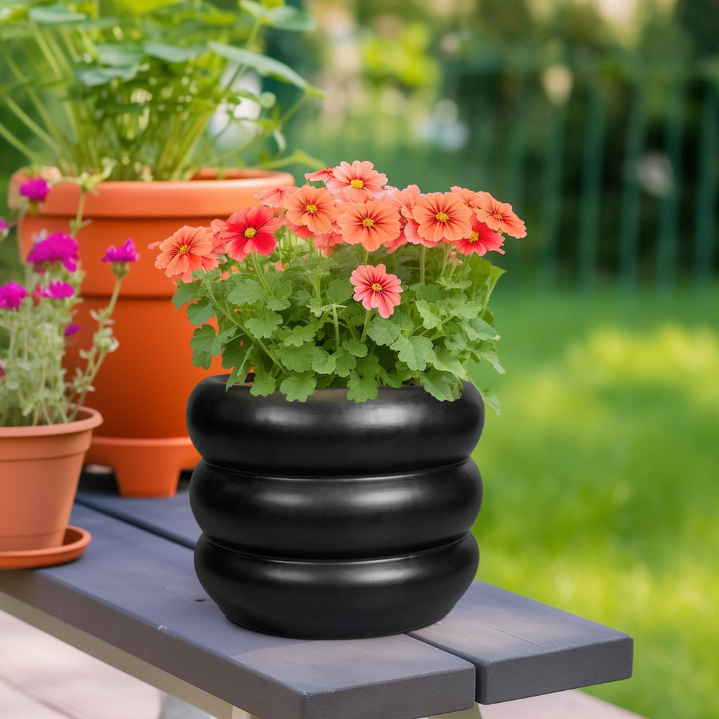 Ceramic Pot for Plants 8 Inch - Indoor Plant Pot with Drainage Hole Planter for Outdoor Plants Modern Flower Pot