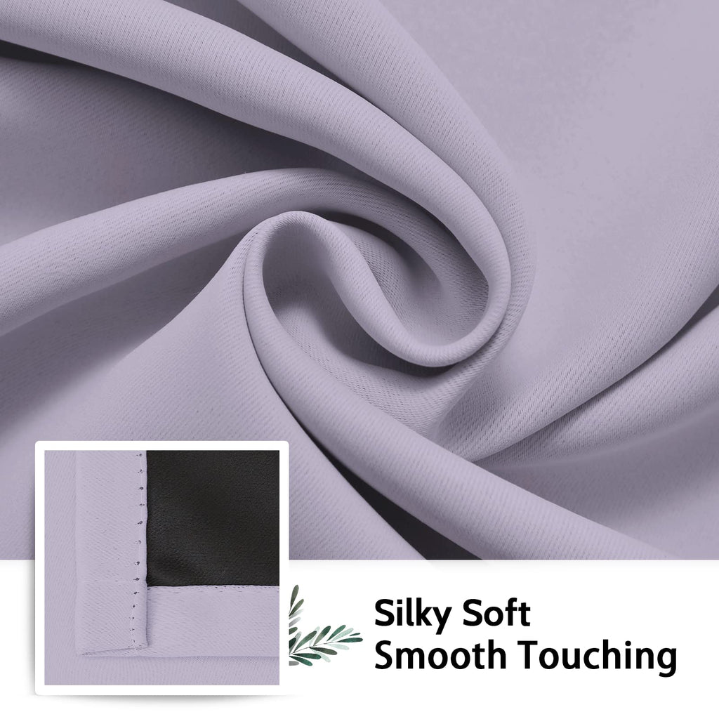 Lilac 100% Blackout Curtains Room Darkening Living Room 63 Inch