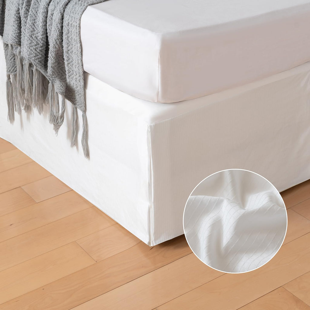 Pleated Bed Skirt, Pleated Grid Plaid Tailored 12 Inch Drop