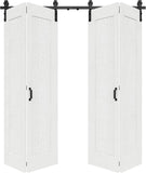 72" x 84" 1 Panel Bifold Barn Door, 80" Track Kit for 4 Closet Doors, Pre-Assembled Panel Bi-fold Ba