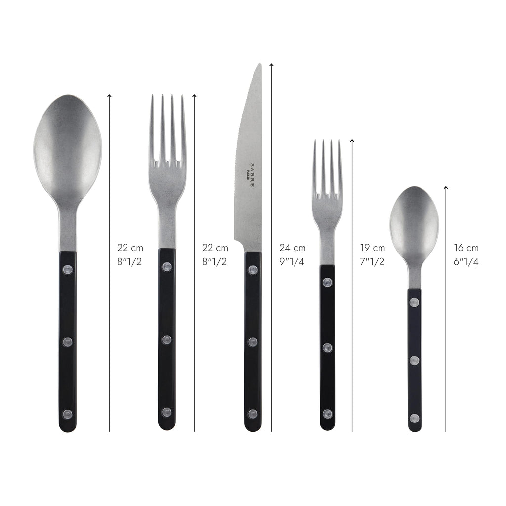 5-Piece Flatware Set - Bistrot Vintage Collection - Knives, Forks, Soup Spoons, Teaspoons & Dessert Forks - Stainless