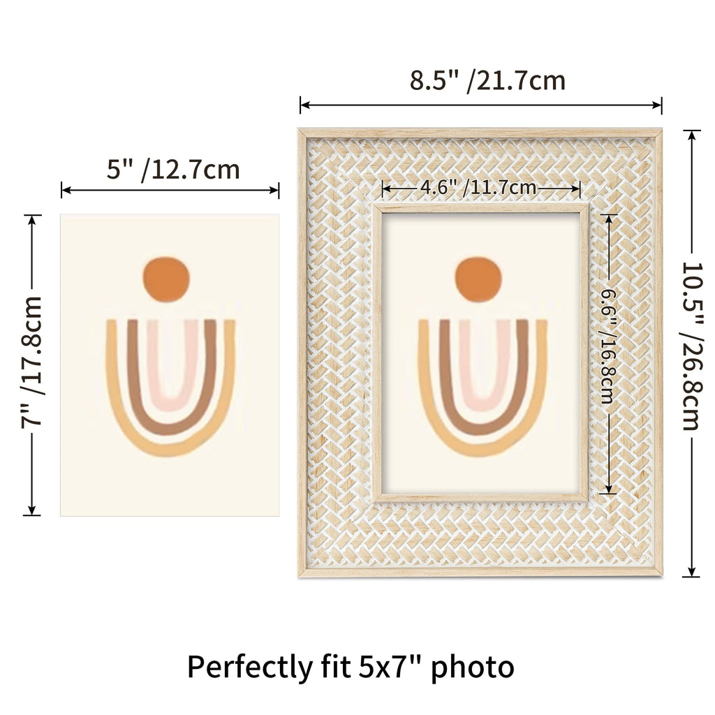 Boho 5x7 Picture Frame Woven Rattan Photo Frame