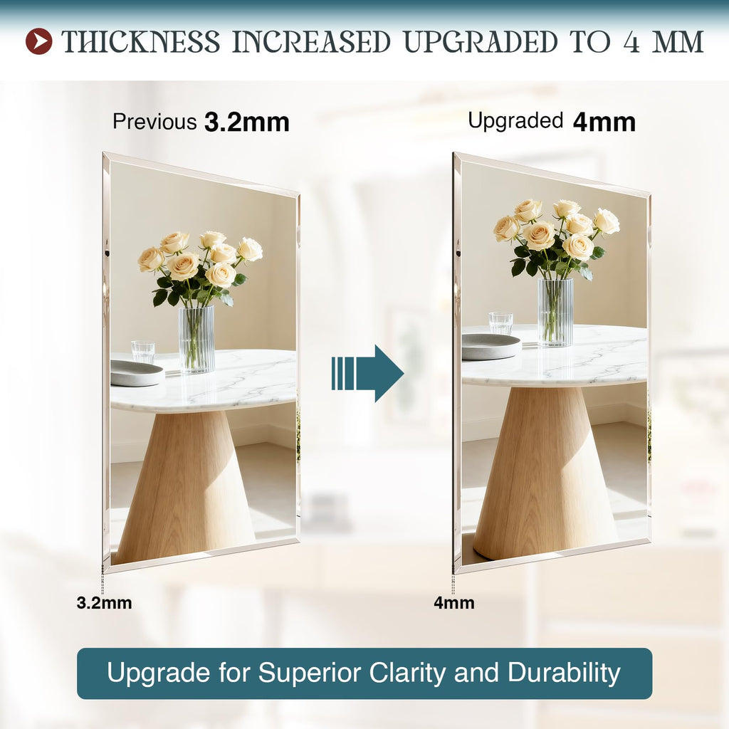 Frameless Bathroom Mirror, 30"x36" Beveled Bathroom Mirror for Vanity, Wall Mount Mirrors with 4mm Tempered Glass
