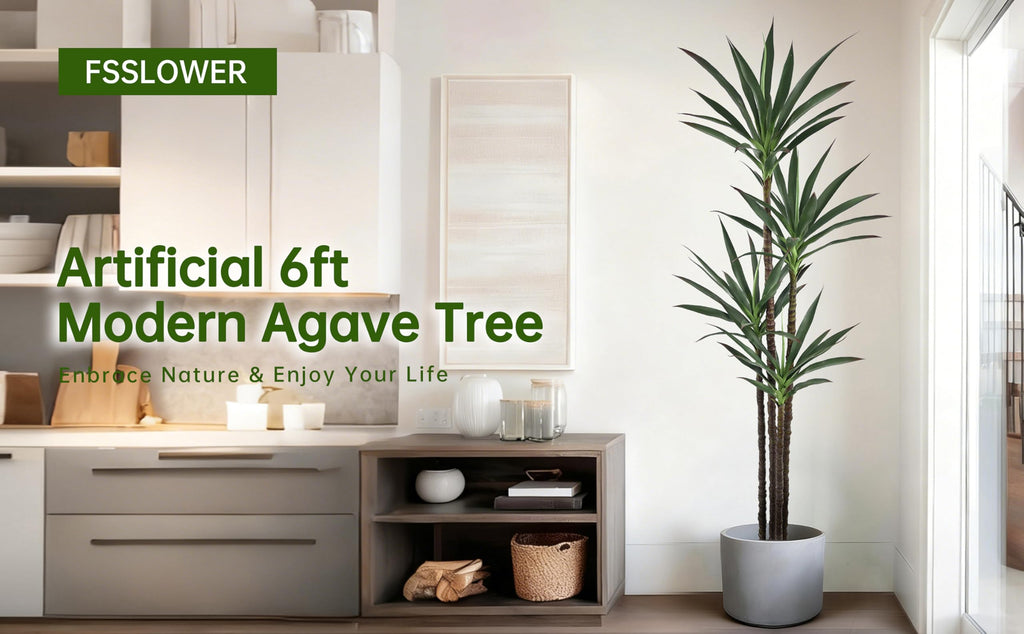 Artificial Agave Tree 6FT with 60 Leaves & 4 Trunks Yucca Plant