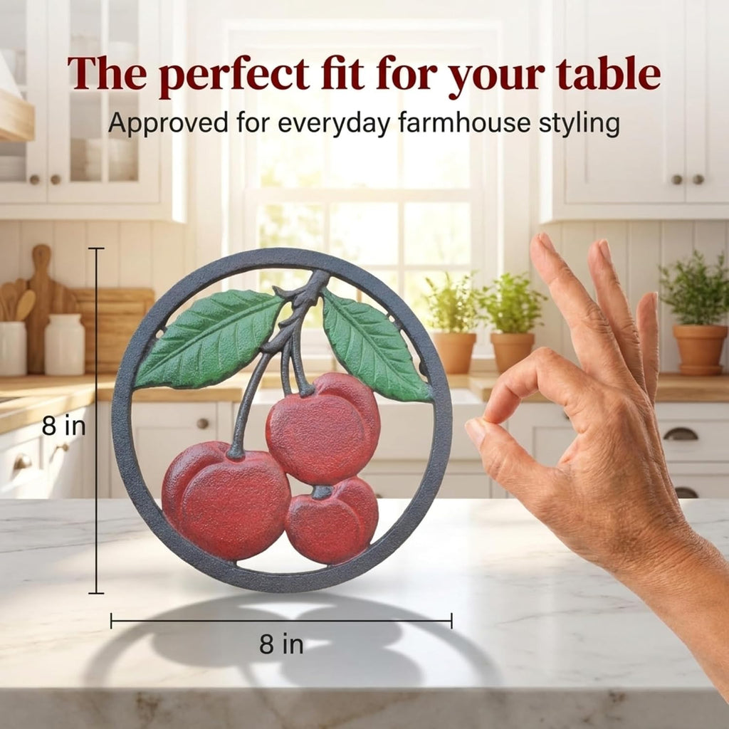 Cast Iron Cherry Themed Summer Style Trivet