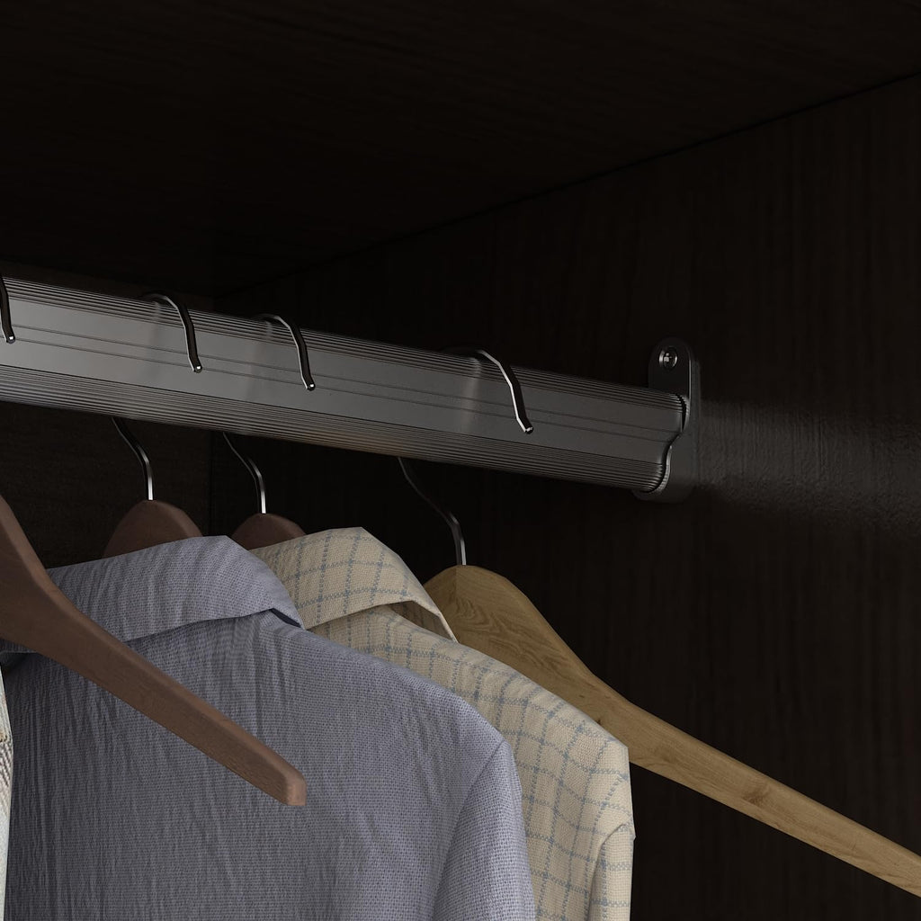 Large Bedroom Wardrobe Closet with 1 Mirror & 2 Drawers, 70.9" H Tall Armoire Clothes Closet with Doors and Shelves