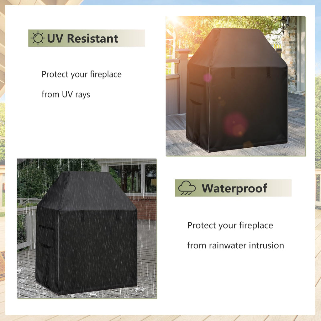 Outdoor Fireplace Cover, 42"W x 24"D x 48"H, Black