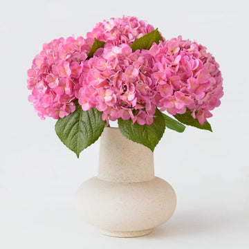 4PCS 20'' Bright Pink Real Touch Hydrangeas Latex Artificial Flowers for Baby Shower Birtiyday Wedding Pink Partry