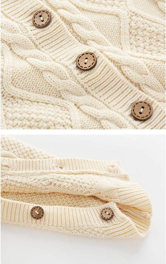 Newborn Baby Boys Girls Sweater Knitted Romper Toddler Casual Outfit with Warm Hat Set