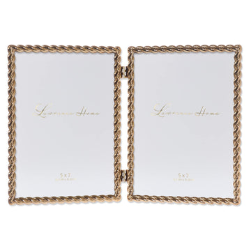 Metal Frame, Rope Design, Gold, 5x7 Double
