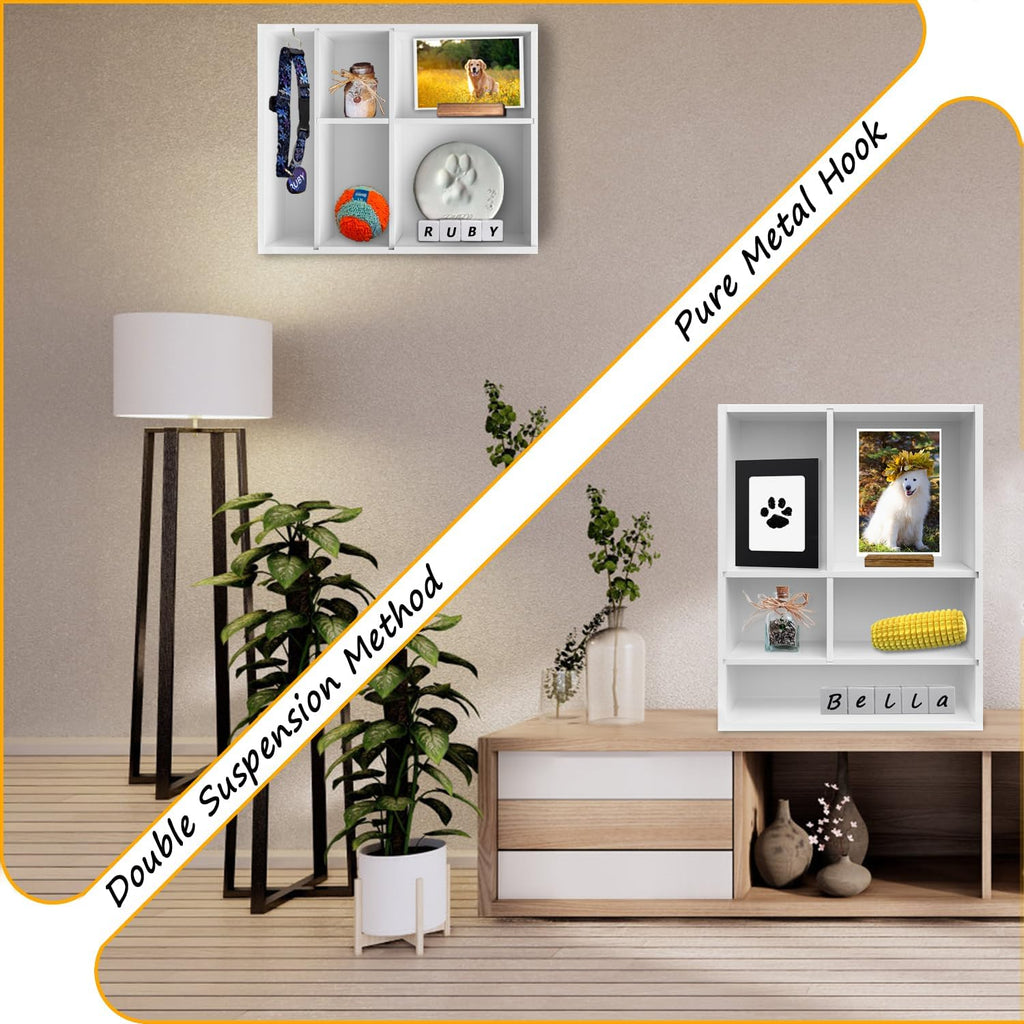 11*14" Solid Wood Pet Memorial Shadow Box with Adjustable Shelves