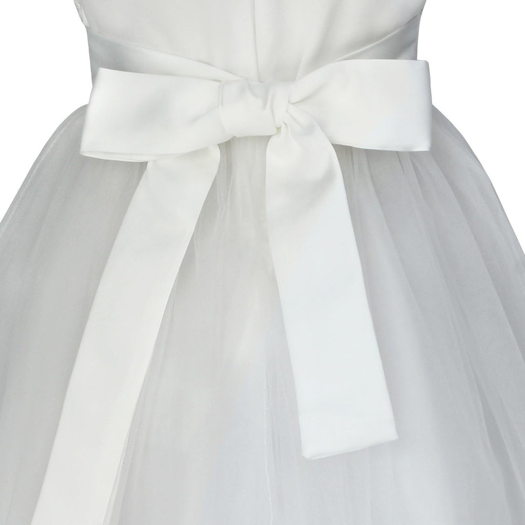 Flower Girl Dresses for Wedding, Bridesmaid Baby Girl Pageant Elegant Lace Tulle Baptism Princess Party Dress