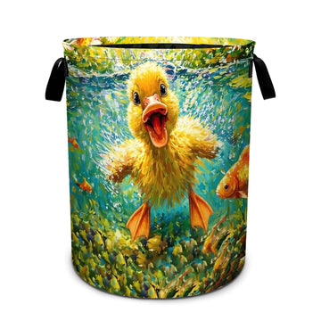 Duck Fish Laundry Basket Foldable Laundry Hamper With Handles Clothes Storage Bucket Organizer Laundry Bag Bathroom
