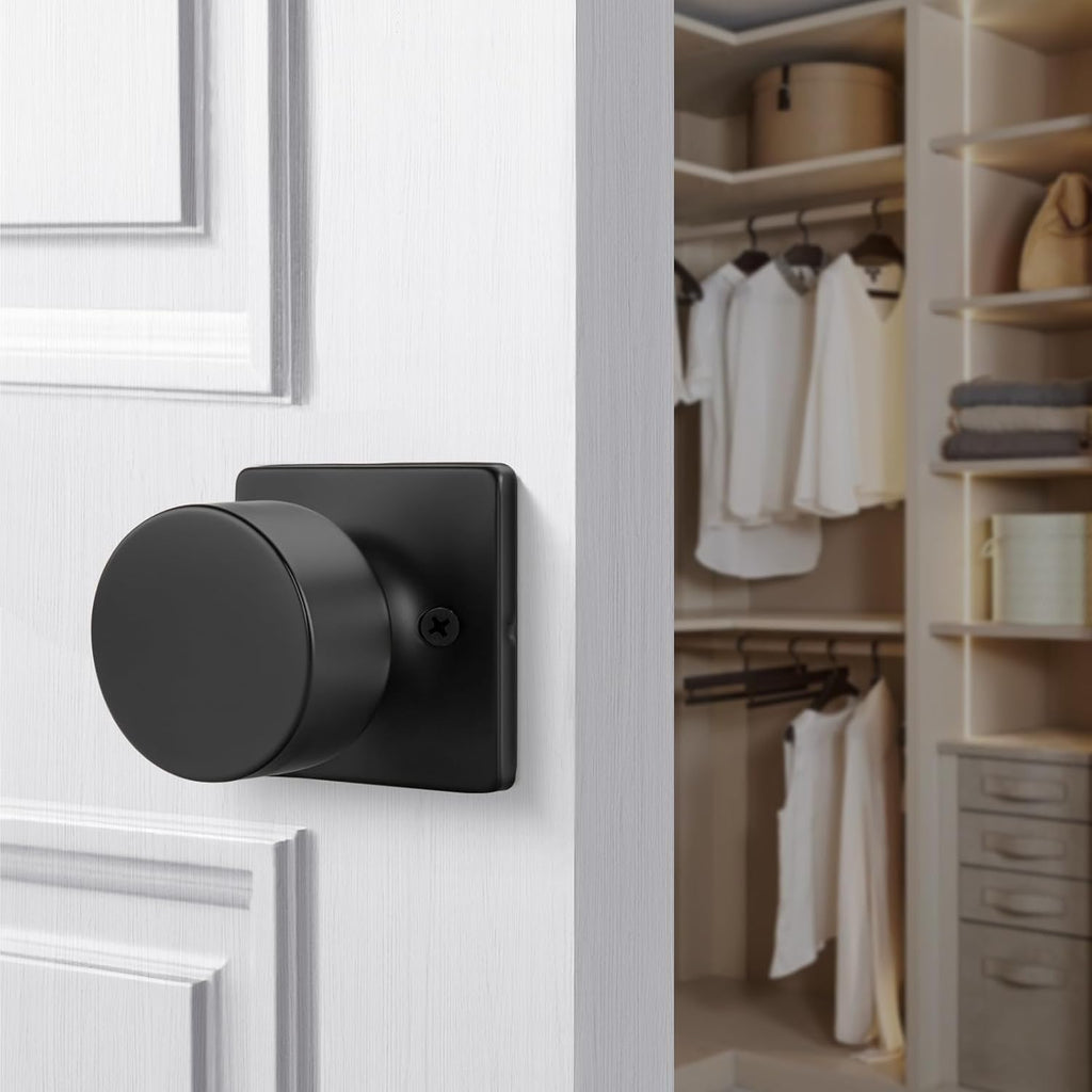 Matte Black Dummy Door Knobs No-Function, Single-Side Black Door Knobs for Handle, Closet Door Knob Pull/Handle