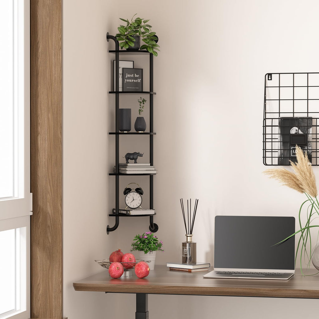 5 Tier Corner Shelf Wall Mount Rustic Industrial Floating Shelves