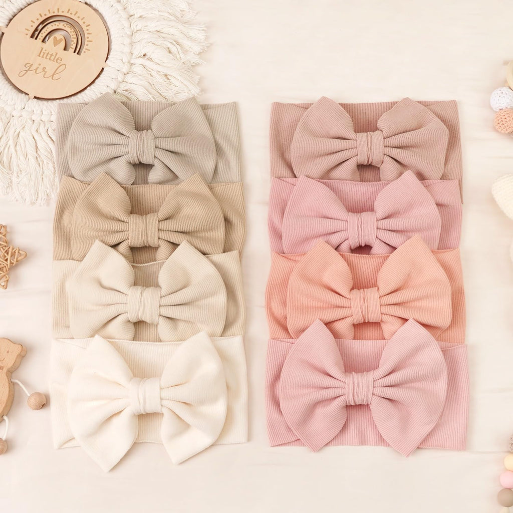 8 Colors Super Stretchy Soft Knot Baby Girl Headbands with Hair Bows Nylon Head Wrap For Newborn Baby Girls Infants