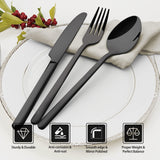 Black Silverware Set, 30-Piece Flatware Set for 6, 18/10 Stainless steel Cutlery Set