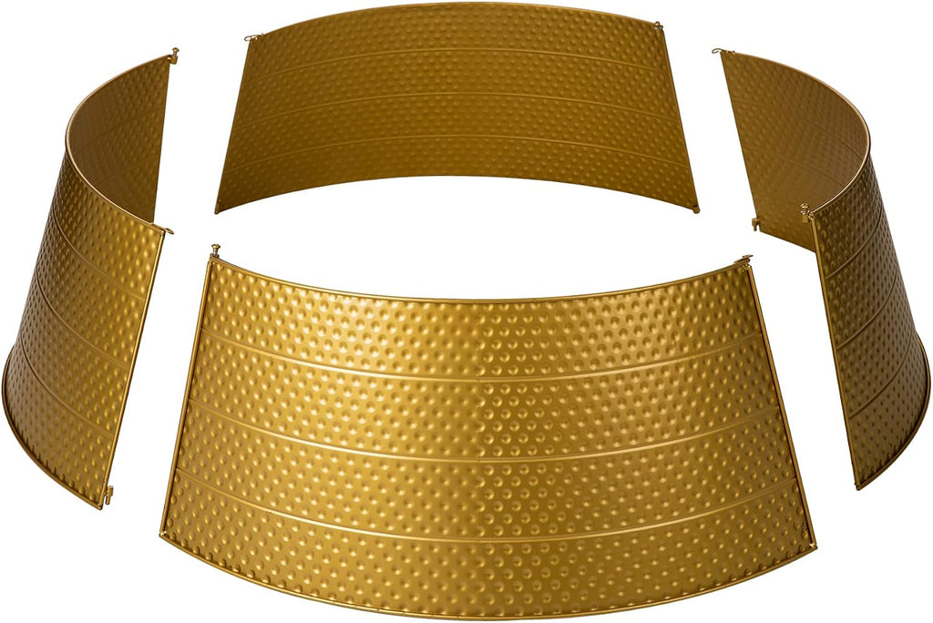 Adjustable Hammered Metal Christmas Tree Collar Decorations, 40.5" D, Gold, Large (GH31066)