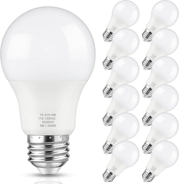 A19 LED Light Bulb, 60 Watt Equivalent LED Bulb, Daylight White 5000K, 850 Lumen, E26 Base, Non-Dimmable, 9W Bright