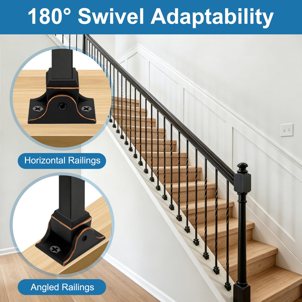 30 Pcs Baluster Swivel Shoes for 1/2" Square Baluster, Black&Gold