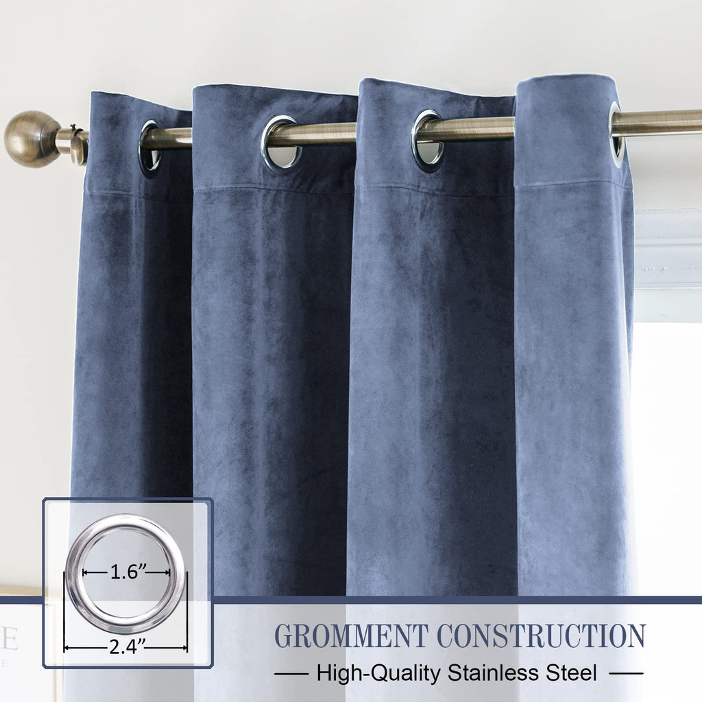 Velvet Curtains [2 Panels] Elegant Living Room Bedroom Window Drape Curtain, Grommet Eyelet Style (52" W x 63" L