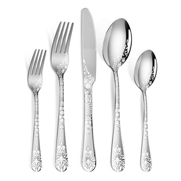 40 Piece Silverware Set, Stainless Steel Flatware Cutlery Set Service for 8, Mirror Polished Tableware Eating