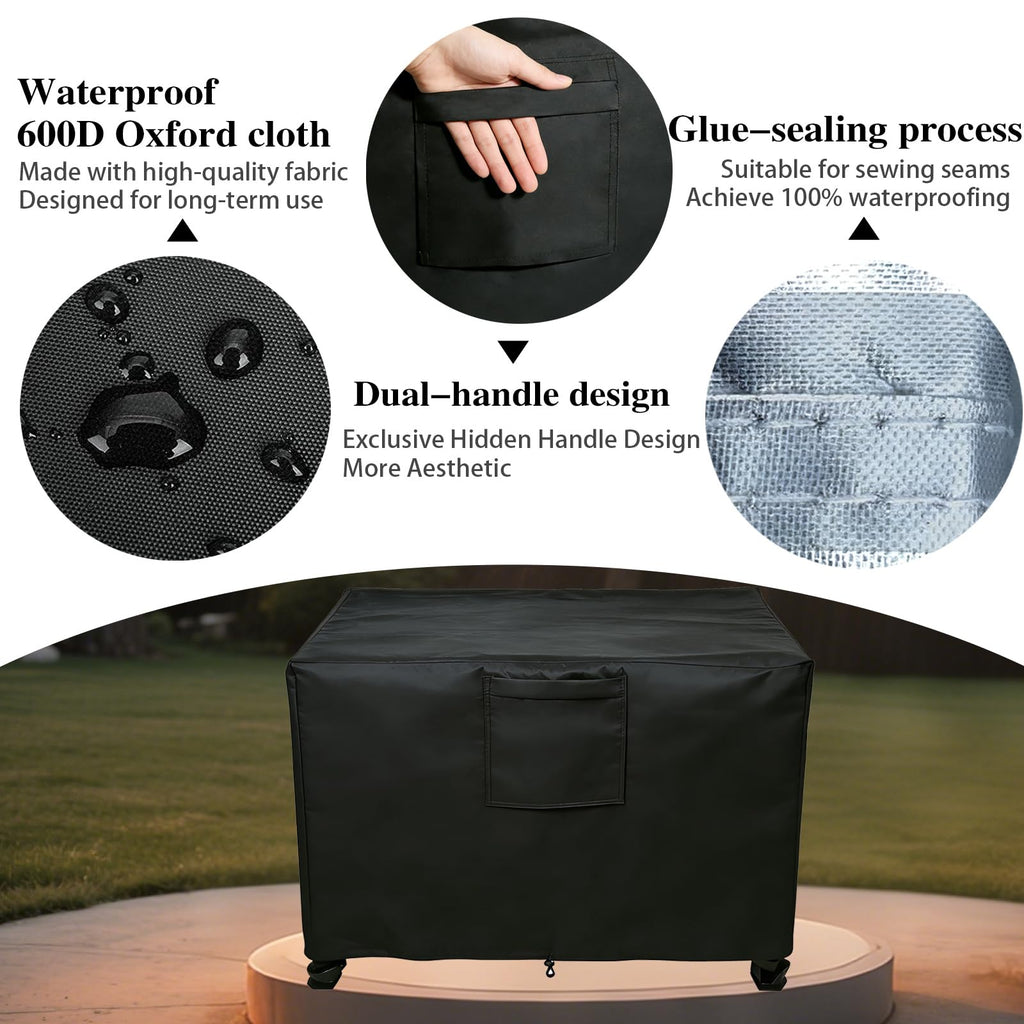 32" Square Fire Pit Cover, Heavy Duty 600D Waterproof Fabric