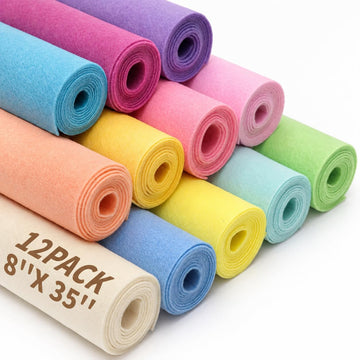 12 Rolls 8"x35" Large Stiff Felt Sheets, 1mm Felt Fabric Sheet for Crafts