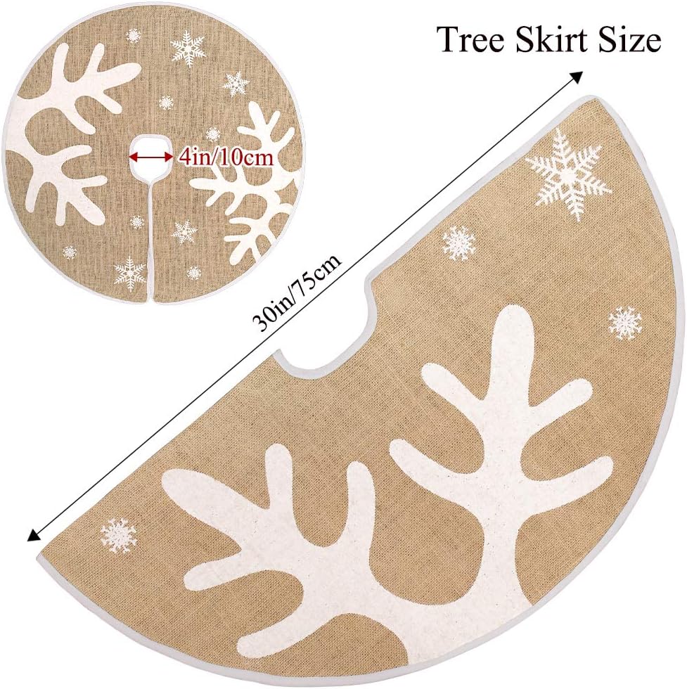 Christmas Tree Skirt, 30 Inches Classic Burlap Tree Skirt Holiday Party Indoor Outdoor Decoration