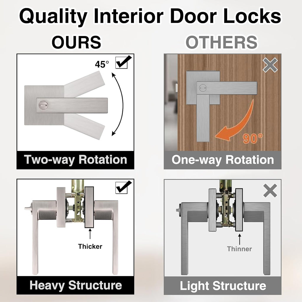 Interior Door Handle Satin Nickel Door Knobs Keyless Levers 6 Pack