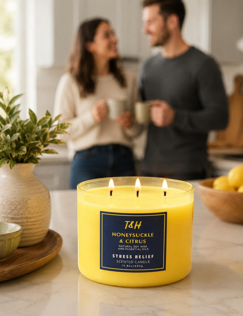 Honeysuckle Scented Soy Candle, Large 3-Wick Candle 15.8 oz