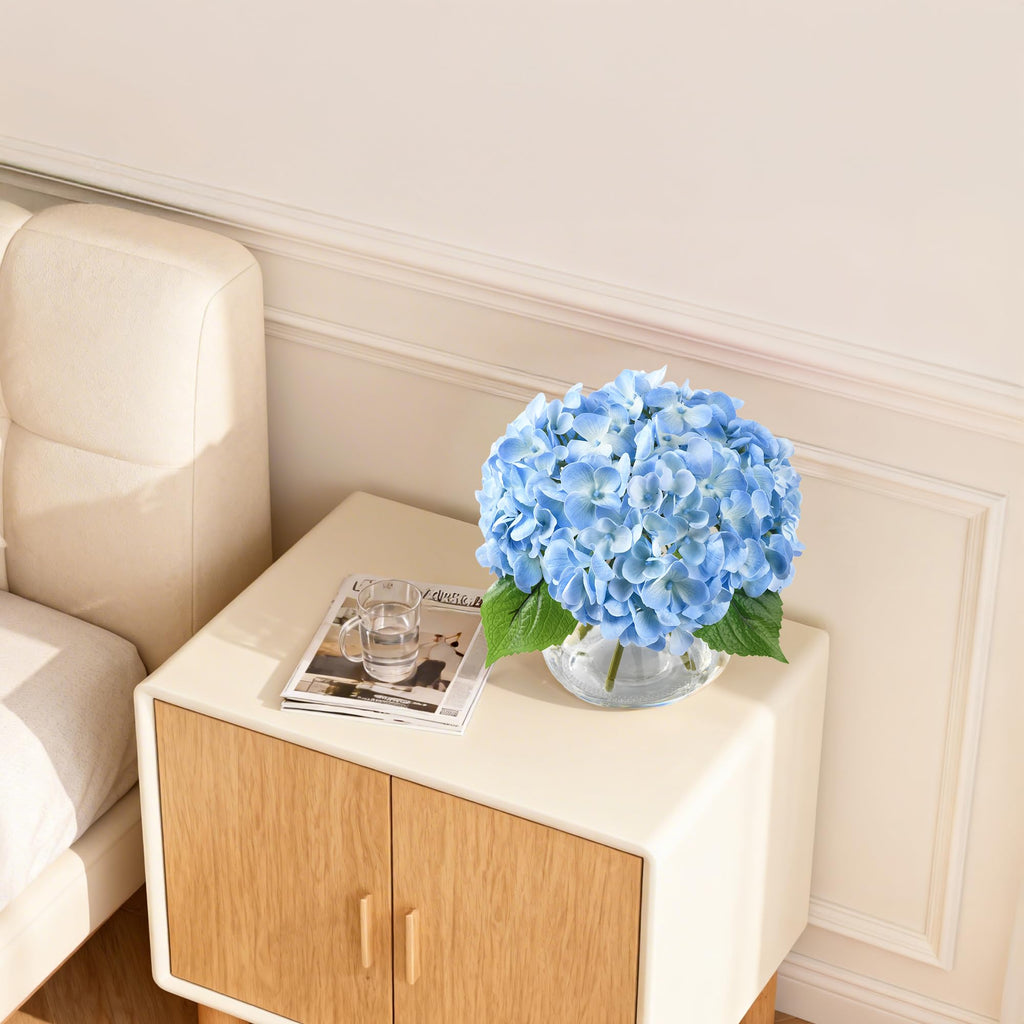 Real Touch Faux in Glass Vase, Light Blue