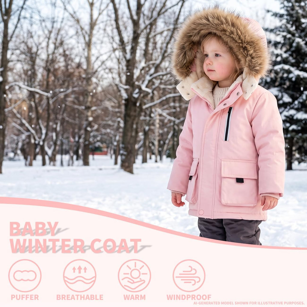 Toddler Winter Coat Baby Jacket Snow Hoodie Puffer Fleece Clothes