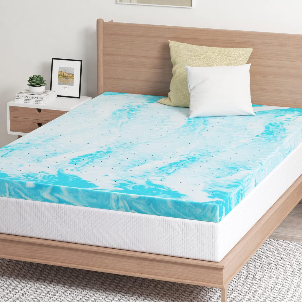 EGO 3 Inch Queen Mattress Topper Gel Memory Foam for Pressure Relief | Cooling Gel Infused, Ventilated Design Bed