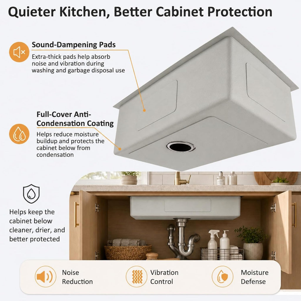 32 Inch Undermount Kitchen Sink, 32x18 Kitchen Sink Undermount, Single Bowl Undermount Sink, 18 Gauge 304 Stainless