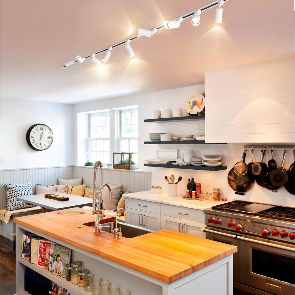 LED Track Lighting Kit with 13.2FT H Type Track Lighting Rails and Floating Canopy Connector, Modern Kitchen
