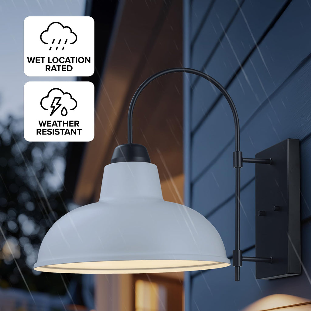 Hamilton Hawthorne Outdoor Wall Lamp | Black Finish | 13.75 x 13.75 Inch Exterior Wall Sconce | Wet Rated | E26 Bulb