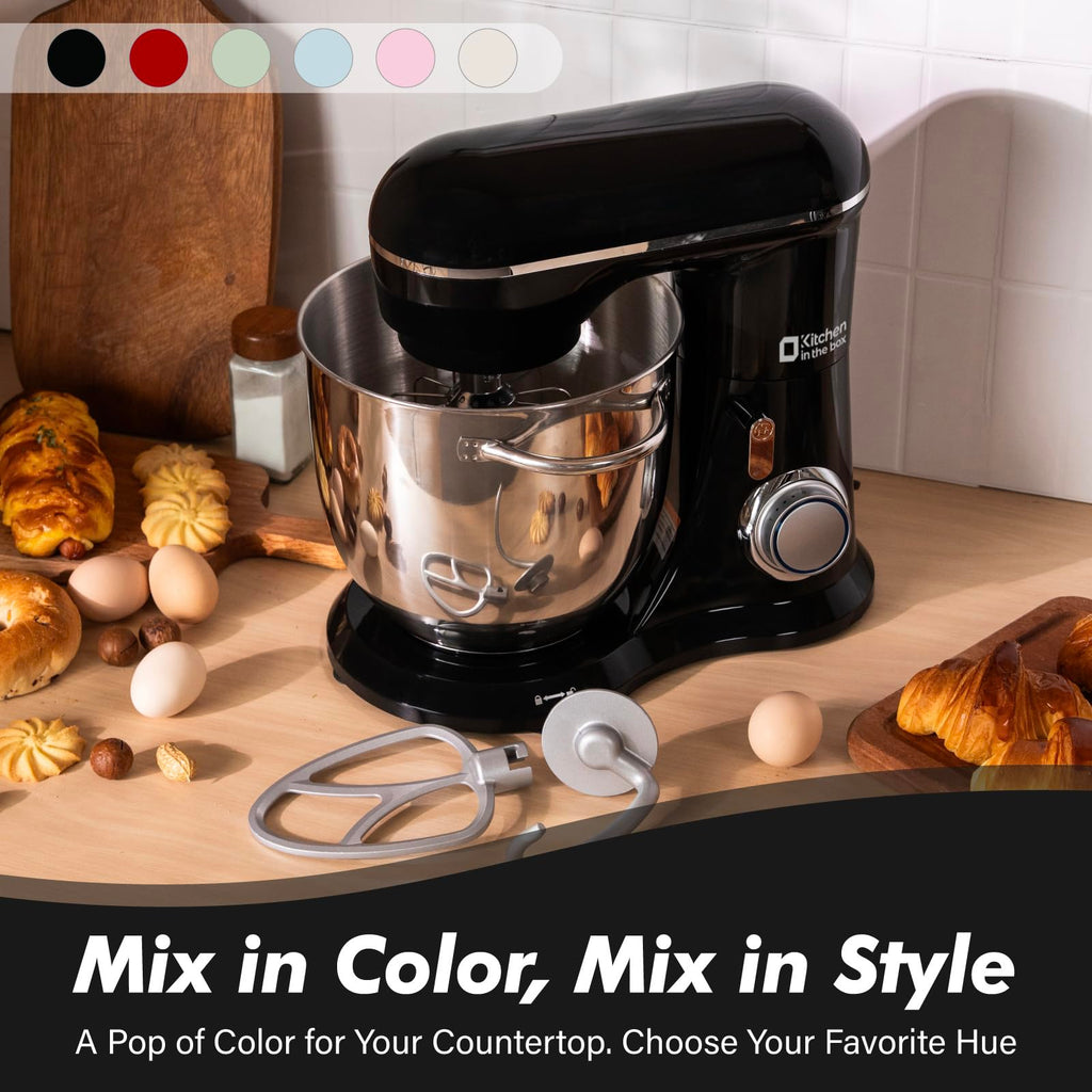 6.5 QT Stand Mixer, 10-Speed Electric Mixer (Black)