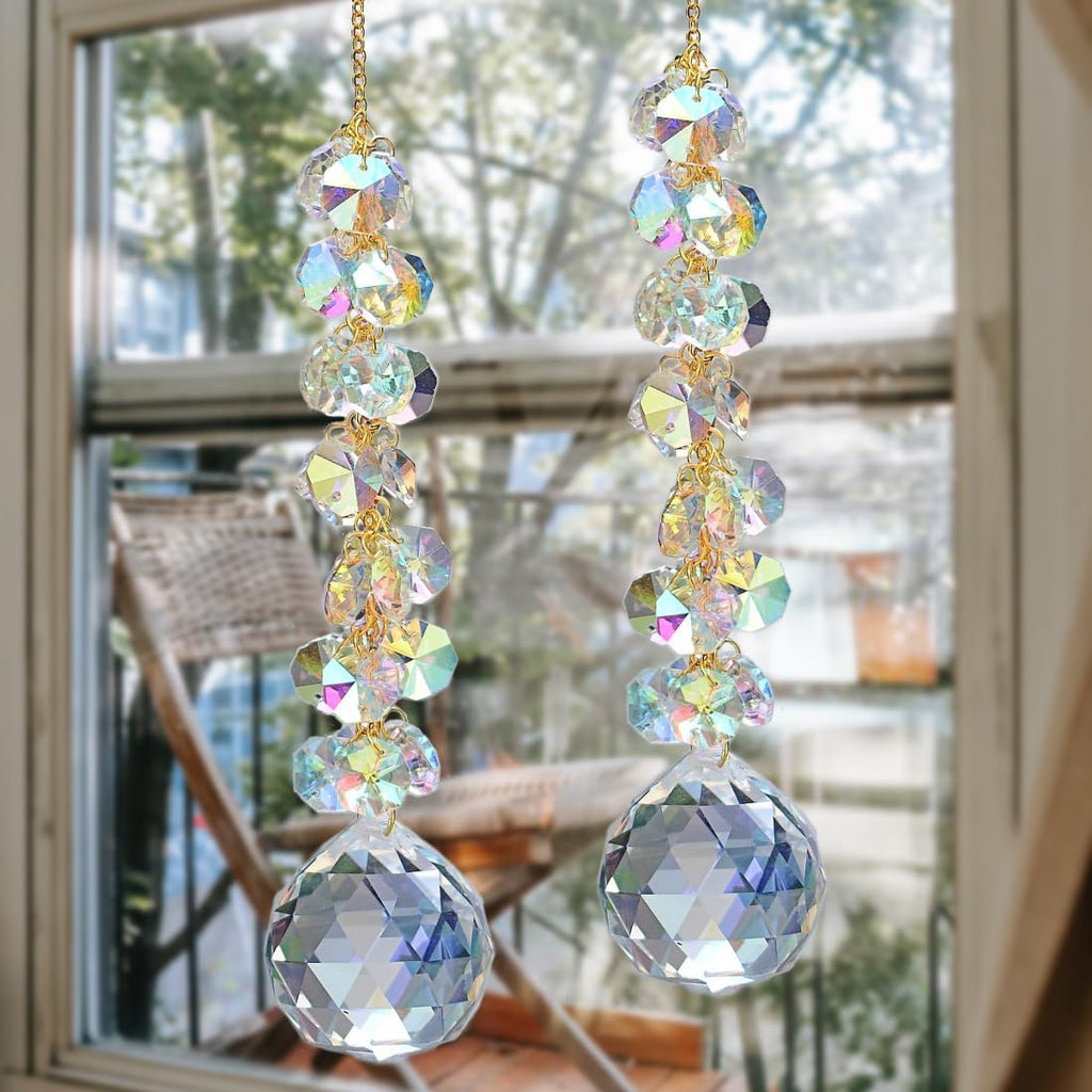 Suncatchers for Windows Hanging Prism, 40mm auraro Crystal Suncatcher with Crystals Chandelier Beads