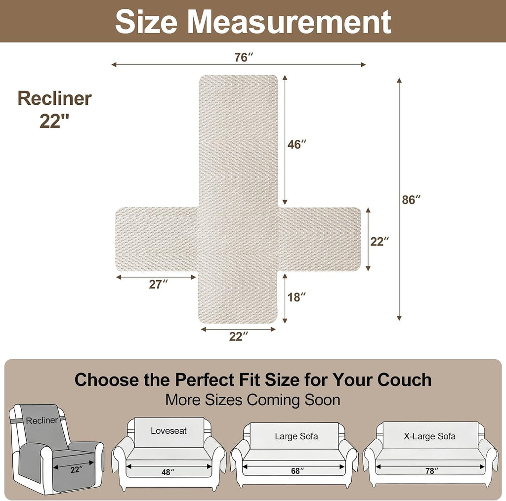 Waterproof Recliner Chair Covers, Non-Slip Armchair Cover for Dogs