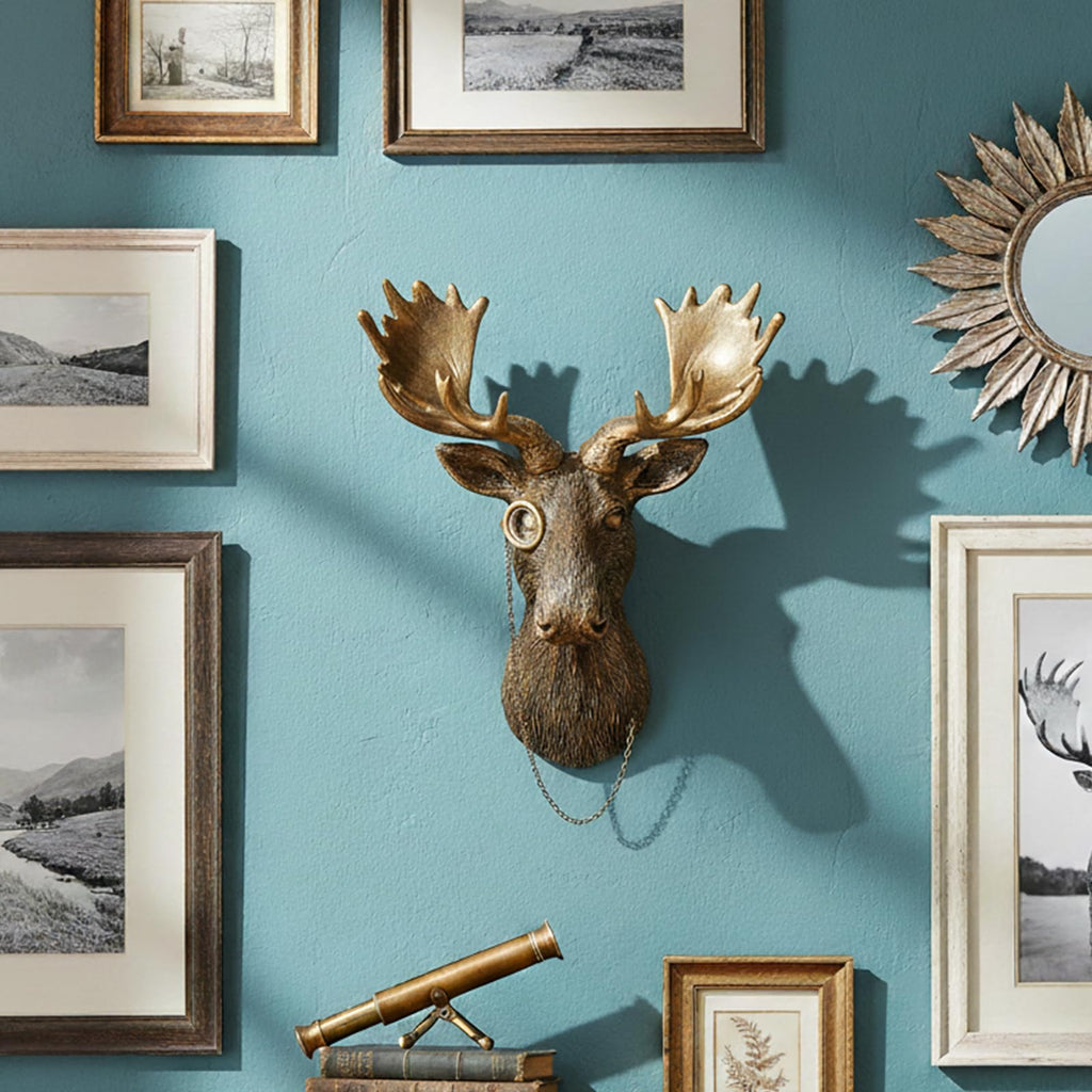 Animal Heads Wall Decoration Resin Animals Sculptures Head Wall Hanging Decor Gold vintage Wall Sculpture Bedroom