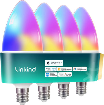 Matter Smart Bulbs, E12 Led Bulb Works with Alexa/Apple Home/Google Home, Smart Light Bulbs, WiFi Candelabra B11
