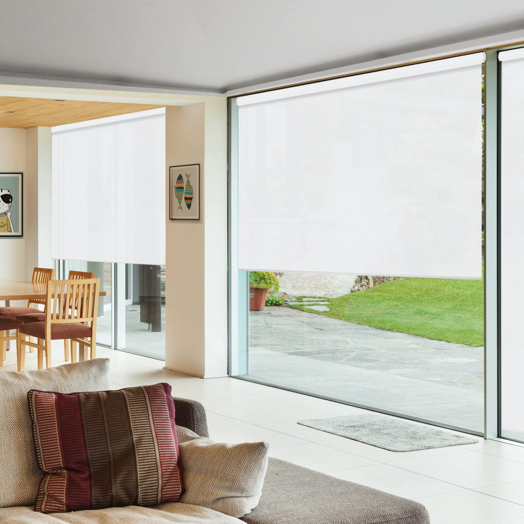 Blackout Window Blinds Roller Shades, White Custom Window Shades Elegant Roller Blinds, Energy Saving UV Protection