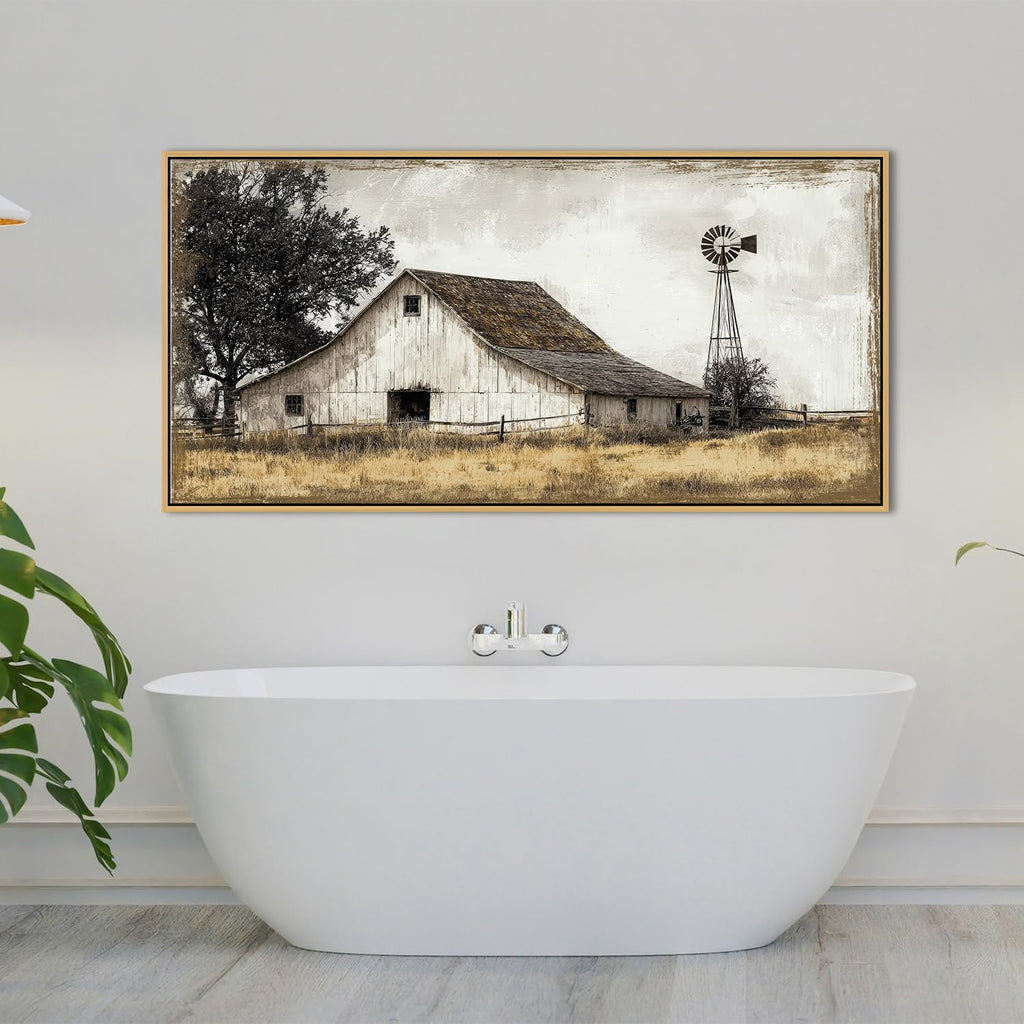 Rustic Farmhouse Wall Art Vintage Barn Windmill Canvas Prints Rural Country Painting Poster Western Landscape