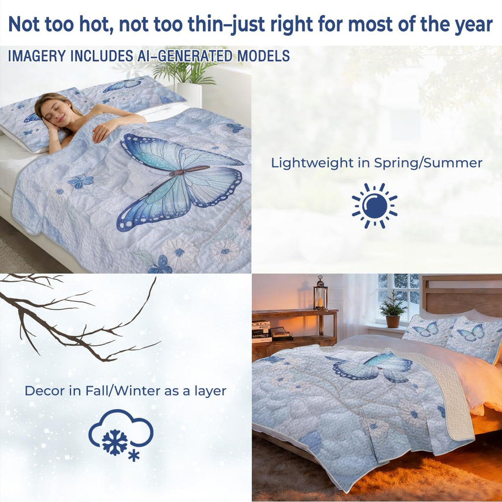 Embroidered Floral Quilt Set Patchwork Bedding Soft Lightweight Bedspread Decorative Quilt Set Cottage