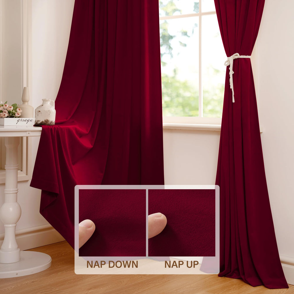 Theater Red Velvet Curtains Christmas Decor 2 Panels